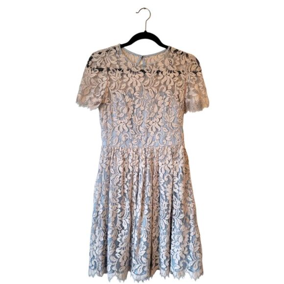 Eliza J Women's Blue And Cream Lace Dress Size 2 - Picture 1 of 8